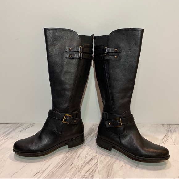 Naturalizer Jackie Black Leather Tall Boot 7W - Picture 5 of 13